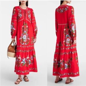 FARM RIO Red Sweet Bloom Bouquet Midi Dress - Size M